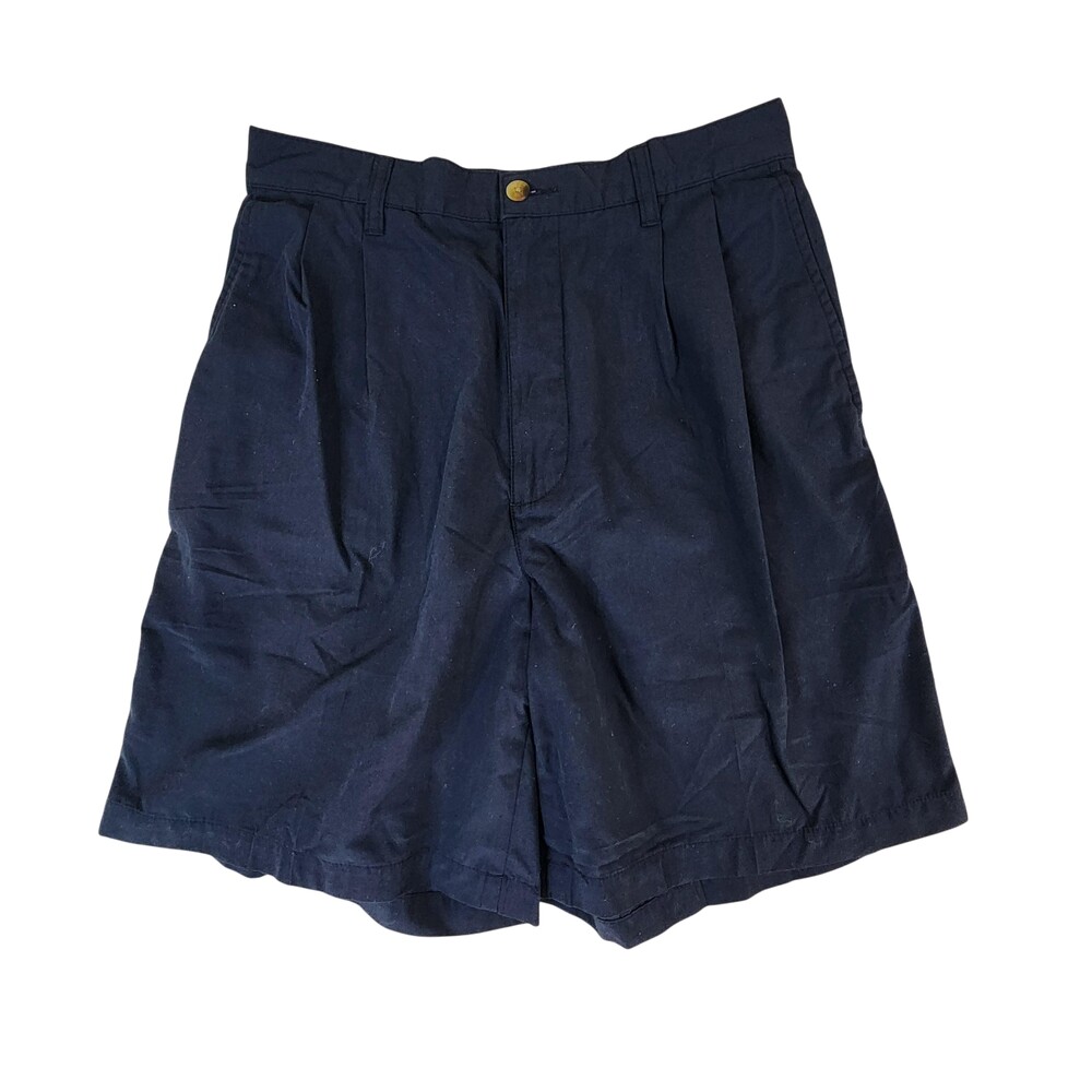 Trader Bay Shorts Mens Large Navy Pleated Elastic Waist Casual Golf Chino